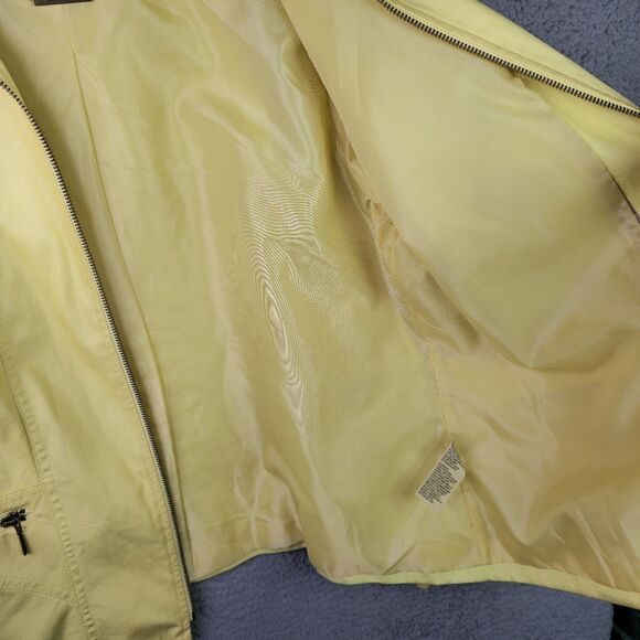 TanJay Jacket Womens 14 Bright Yellow Full Zip Faux Leather Lined Zipper Pockets - Picture 8 of 16